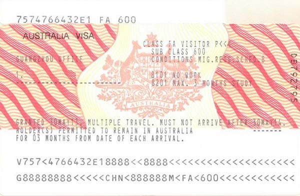 Từ ngày 1 tháng 9 năm 2015, Australia sẽ không còn cấp visa dán.