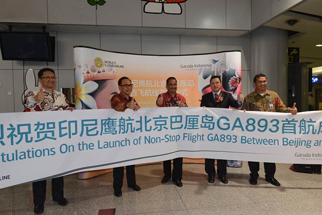 Chuyến bay thẳng đầu tiên của Garuda Indonesia từ Bắc Kinh đến Bali