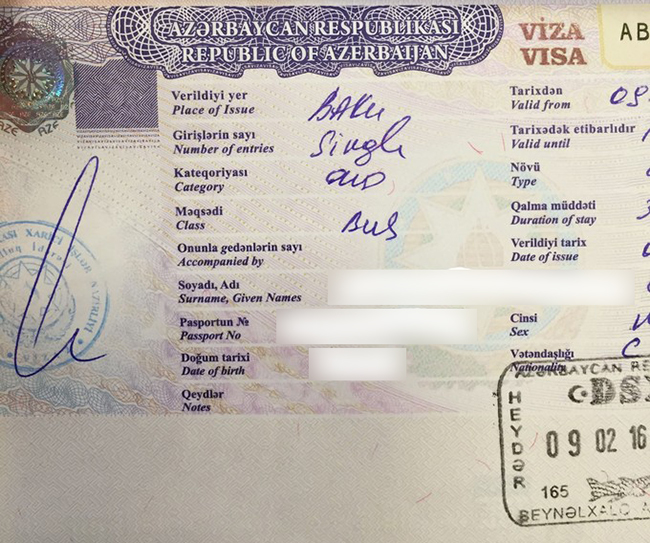 Visa nhập cảnh khi đến Azerbaijan