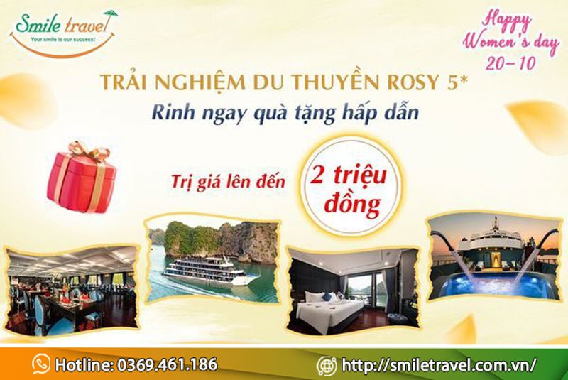 Tour du thuyền Rosy 5 sao – quà tặng ý nghĩa cho ngày 20/10 dành cho phái đẹp