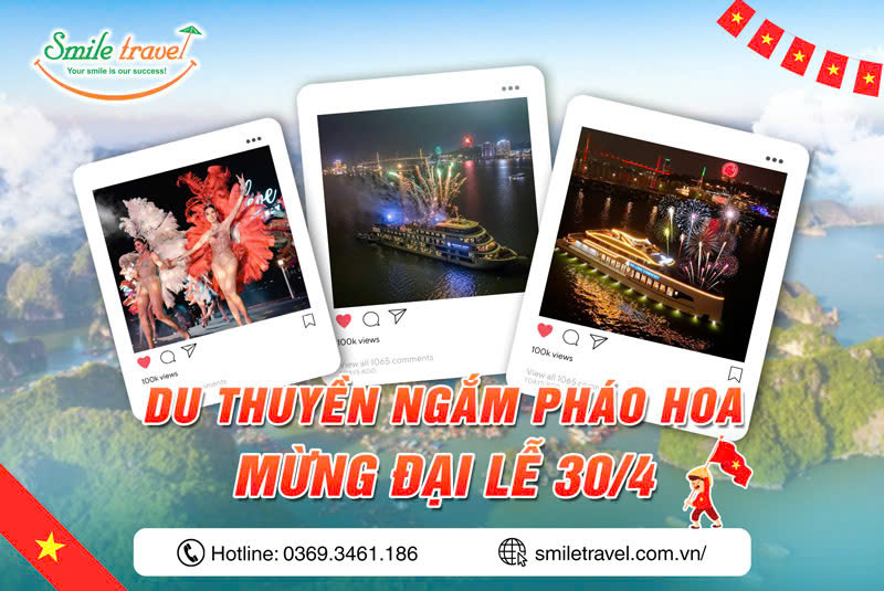 Du thuyền Hạ Long tổ chức bắn pháo hoa chào mừng ngày lễ 30/4-1/5